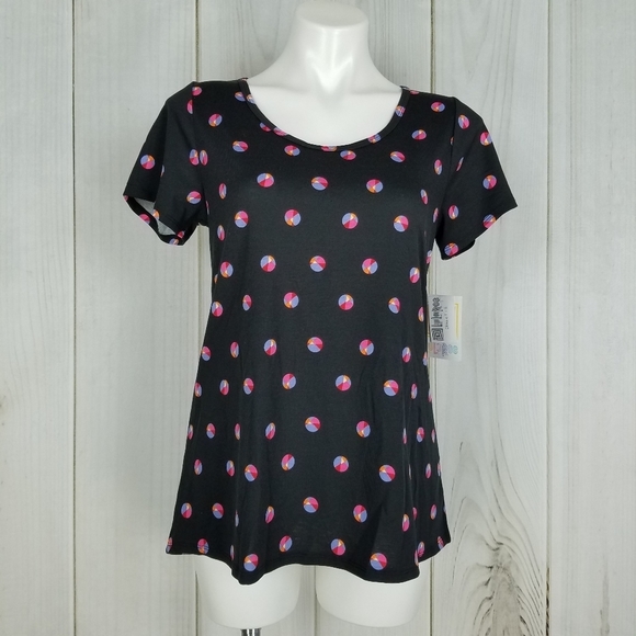 LuLaRoe Tops - Lularoe Black Pink Polka Dot Classic Tee Shirt